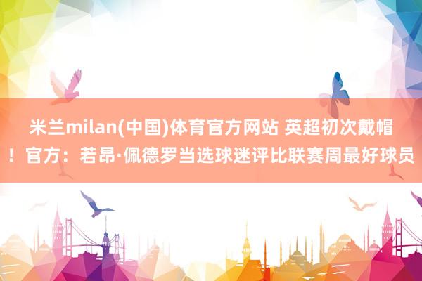 米兰milan(中国)体育官方网站 英超初次戴帽！官方：若昂·佩德罗当选球迷评比联赛周最好球员