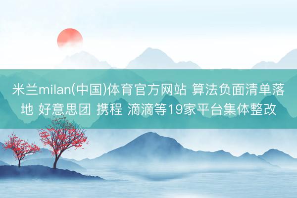 米兰milan(中国)体育官方网站 算法负面清单落地 好意思团 携程 滴滴等19家平台集体整改