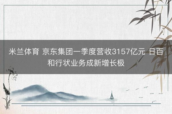 米兰体育 京东集团一季度营收3157亿元 日百和行状业务成新增长极