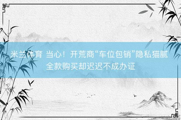 米兰体育 当心！开荒商“车位包销”隐私猫腻 全款购买却迟迟不成办证