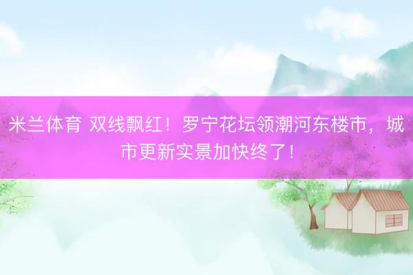 米兰体育 双线飘红！罗宁花坛领潮河东楼市，城市更新实景加快终了！