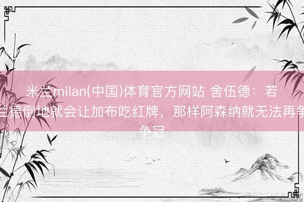 米兰milan(中国)体育官方网站 舍伍德：若哈兰德倒地就会让加布吃红牌，那样阿森纳就无法再争冠