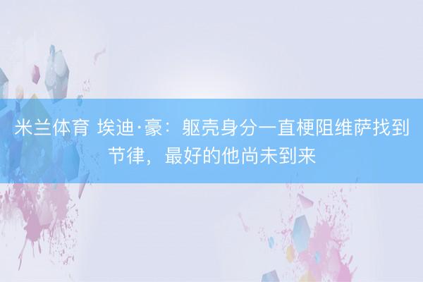 米兰体育 埃迪·豪：躯壳身分一直梗阻维萨找到节律，最好的他尚未到来