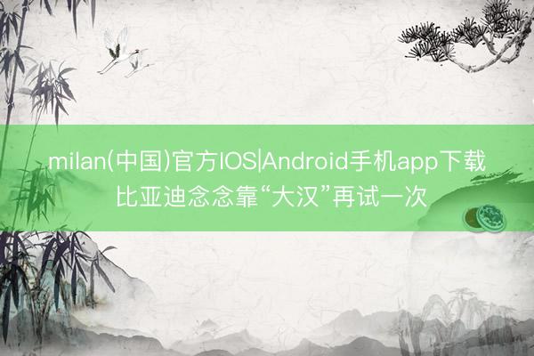 milan(中国)官方IOS|Android手机app下载 比亚迪念念靠“大汉”再试一次