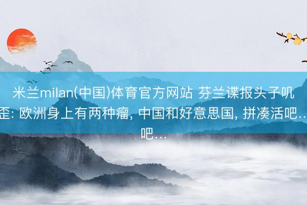 米兰milan(中国)体育官方网站 芬兰谍报头子叽歪: 欧洲身上有两种瘤， 中国和好意思国， 拼凑活吧…