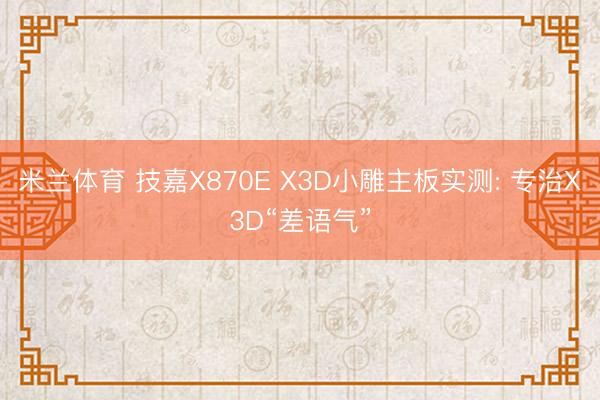 米兰体育 技嘉X870E X3D小雕主板实测: 专治X3D“差语气”