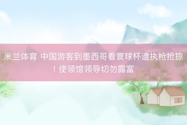 米兰体育 中国游客到墨西哥看寰球杯遭执枪抢掠! 使领馆领导切勿露富