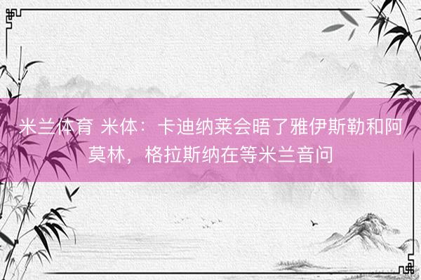 米兰体育 米体：卡迪纳莱会晤了雅伊斯勒和阿莫林，格拉斯纳在等米兰音问