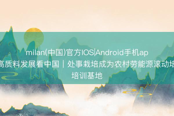 milan(中国)官方IOS|Android手机app下载 高质料发展看中国｜处事栽培成为农村劳能源滚动培训基地