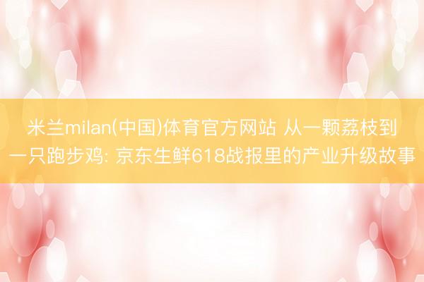米兰milan(中国)体育官方网站 从一颗荔枝到一只跑步鸡: 京东生鲜618战报里的产业升级故事